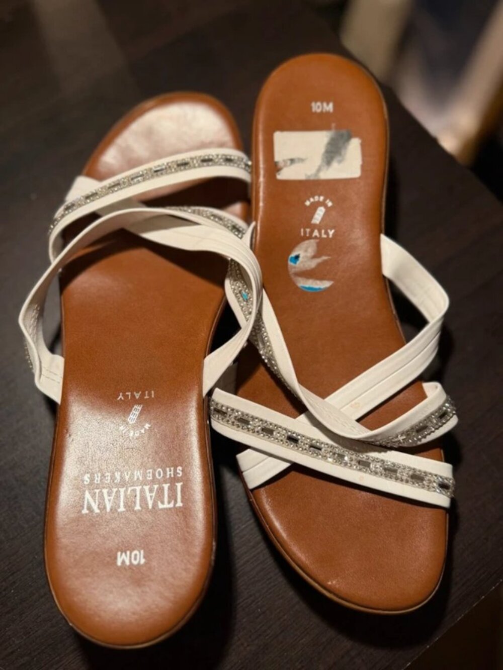 White Italian Shoemakers Size 10 Open-toed Platform Sandals